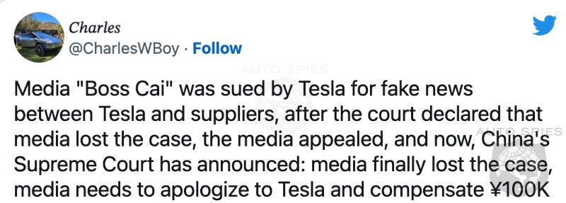 Tesla Wins Chinese Fake News Lawsuit Over False Reporting